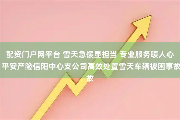 配资门户网平台 雪天急援显担当 专业服务暖人心 平安产险信阳中心支公司高效处置雪天车辆被困事故